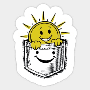 Sunny Pocket Smile - Cheerful Daylight Denim Tee Sticker